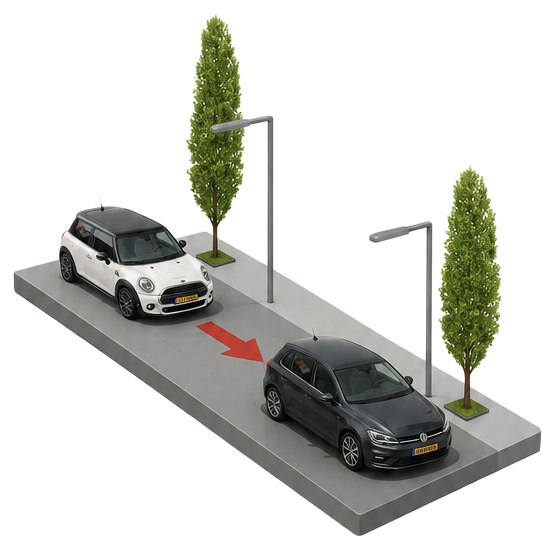 Twee auto's, volgafstand